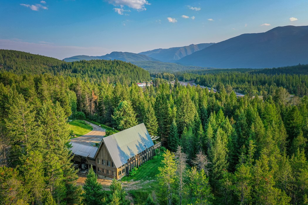 hebron house aerial view - vacation rentals west glacier montana