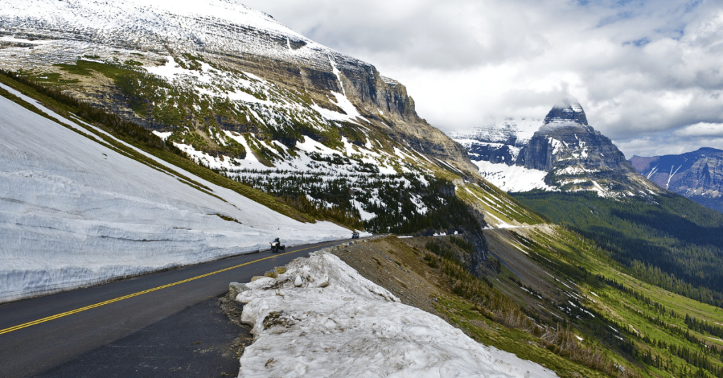 going to the sun road in the spring