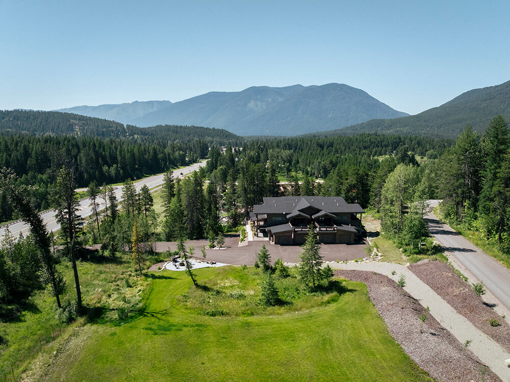 Building 4 aerial view - where to stay west glacier