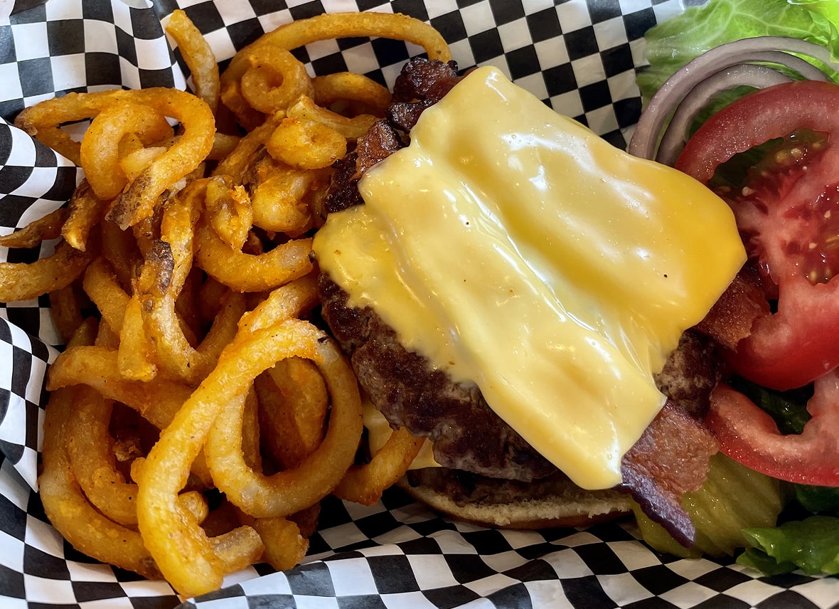 burger basket from the tower grill - west glacier restaurant
