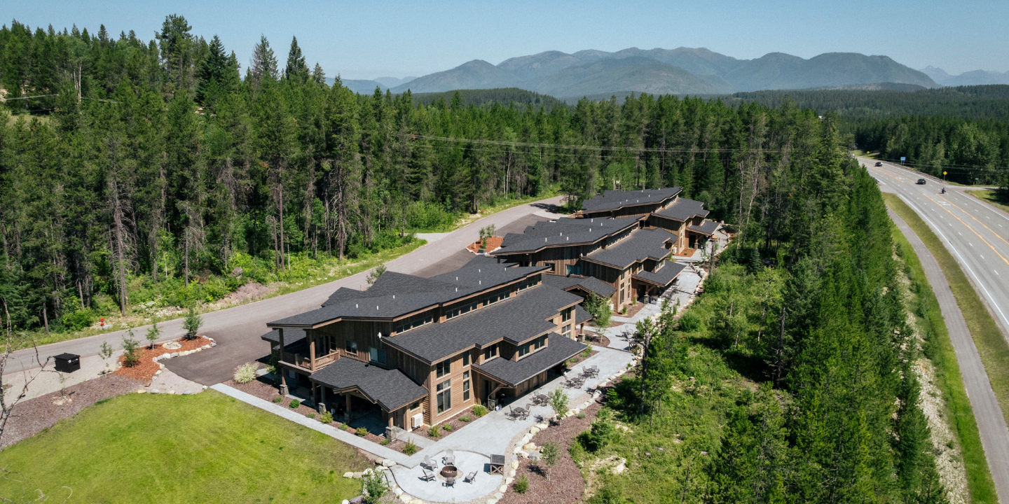 fortress condos aerial view - where to stay west glacier