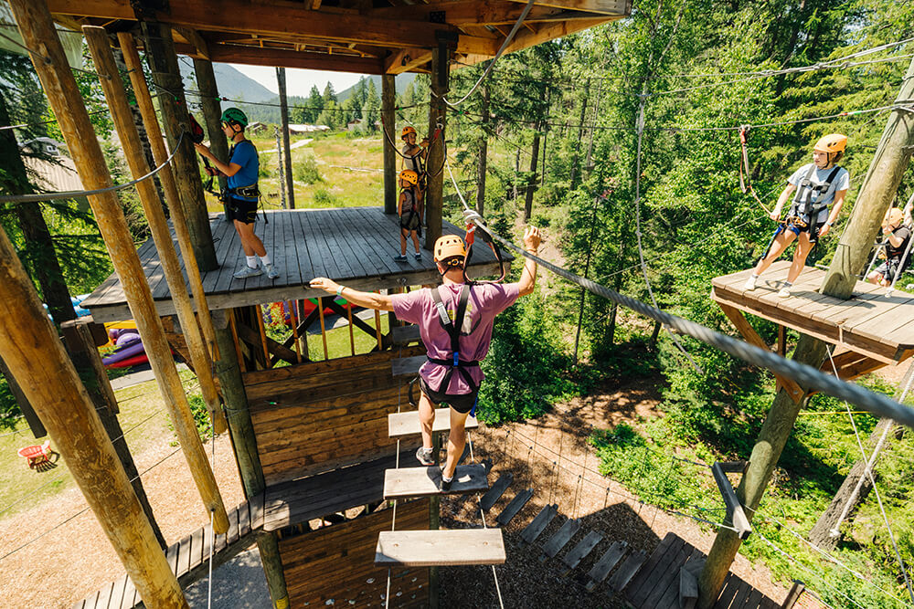 high ropes course obstacles at glacier highline