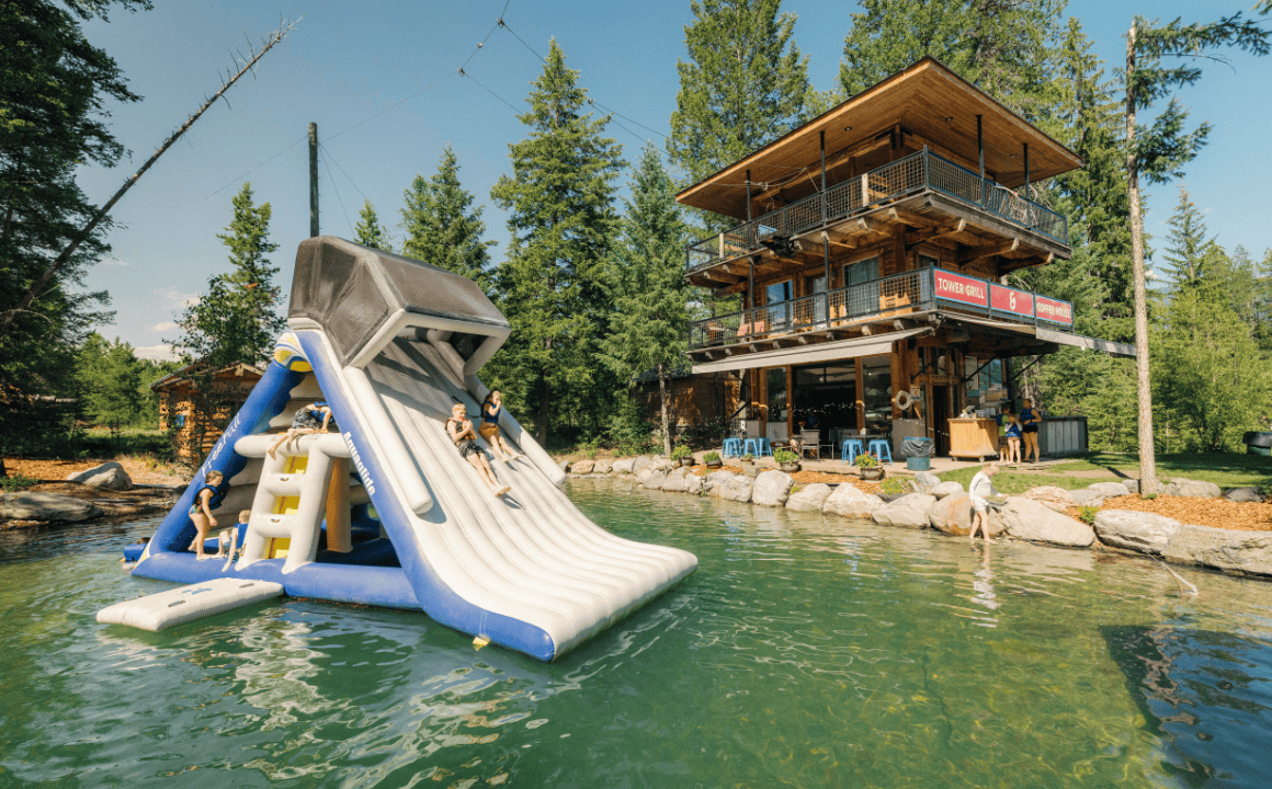Inflatable Water Slide at Glacier Highline near GNP