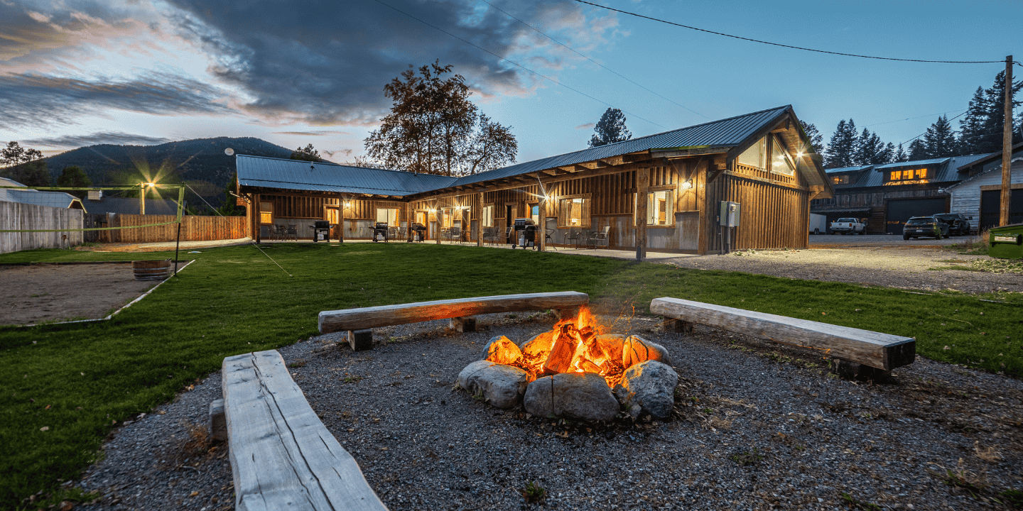 Townhome condo rental near Glacier Highline - Building 338 outdoor fire pit view