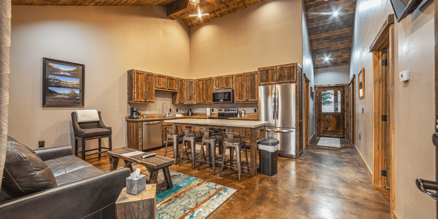 Townhome condo rental near Glacier Highline - Building 338 kitchen view