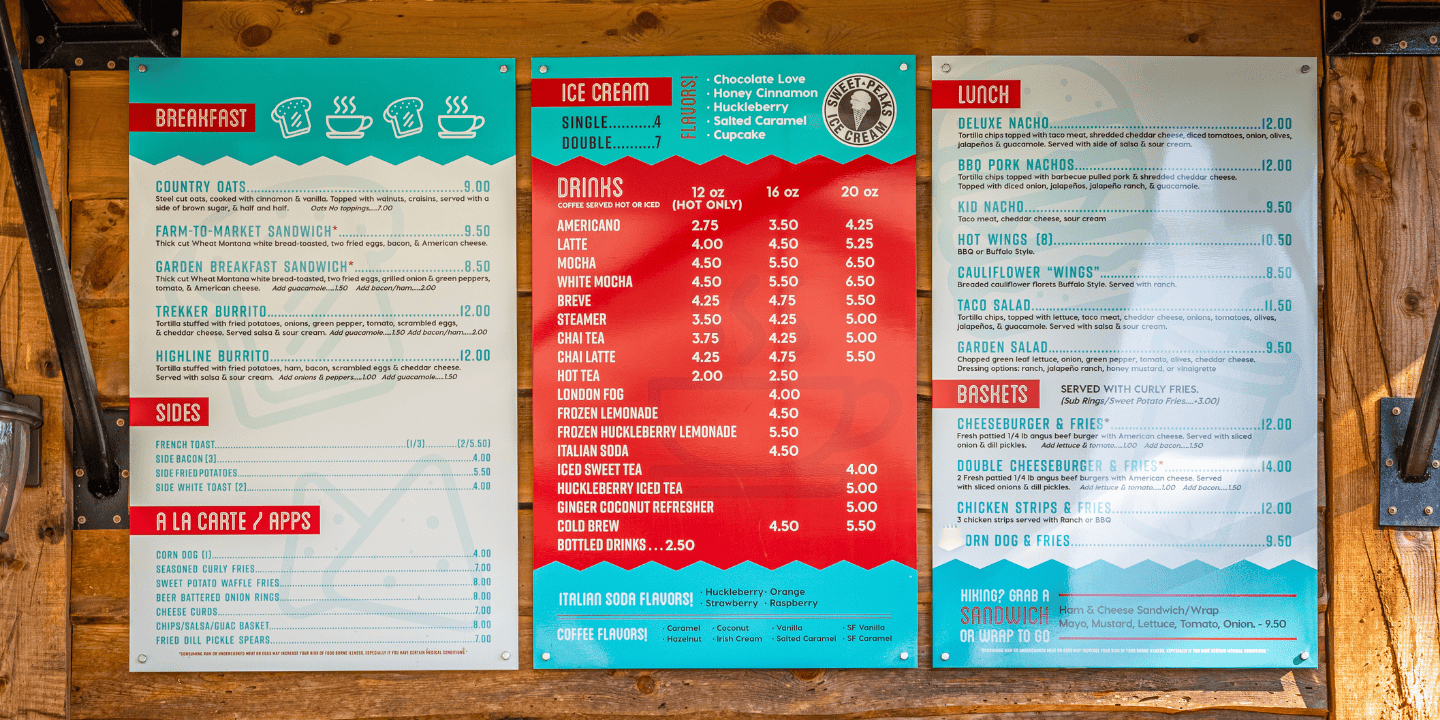 Tower Grill - food and drink menu