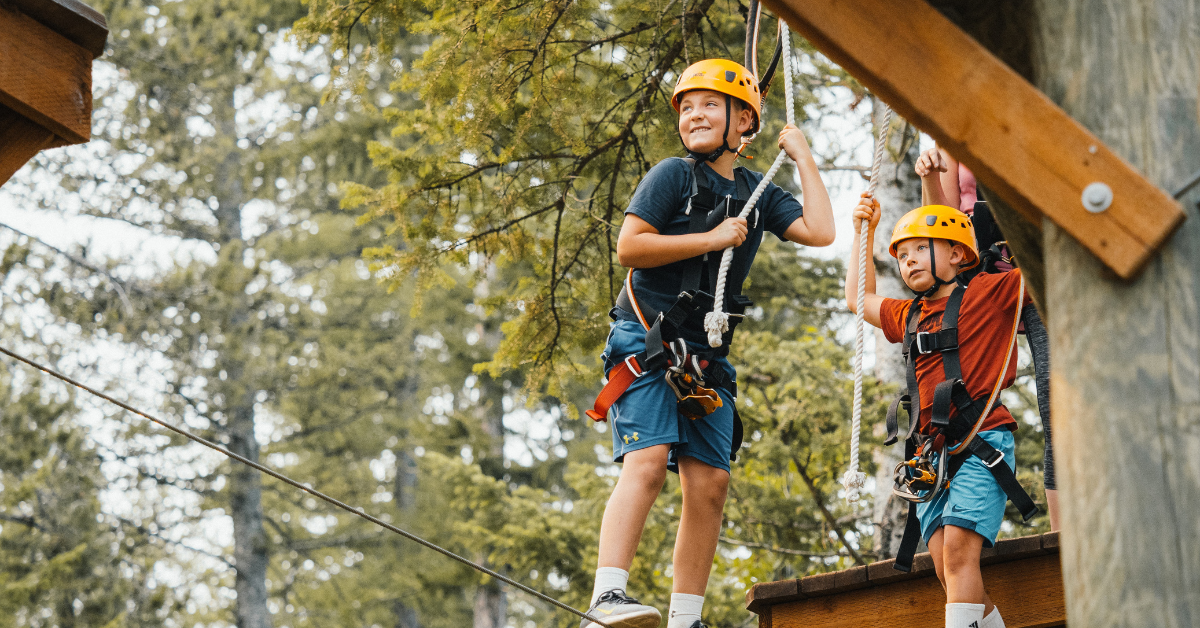 kid enjoying glacier highline high rope course