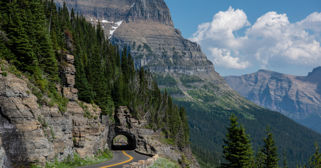 Tunnel and views from going to the sun road.
